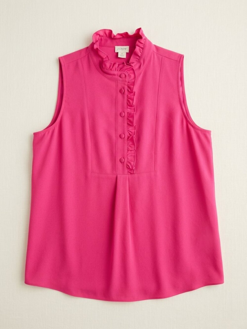 J.Crew Pink Ruffle Neck Sleeveless Blouse Top Size 6 NWOT